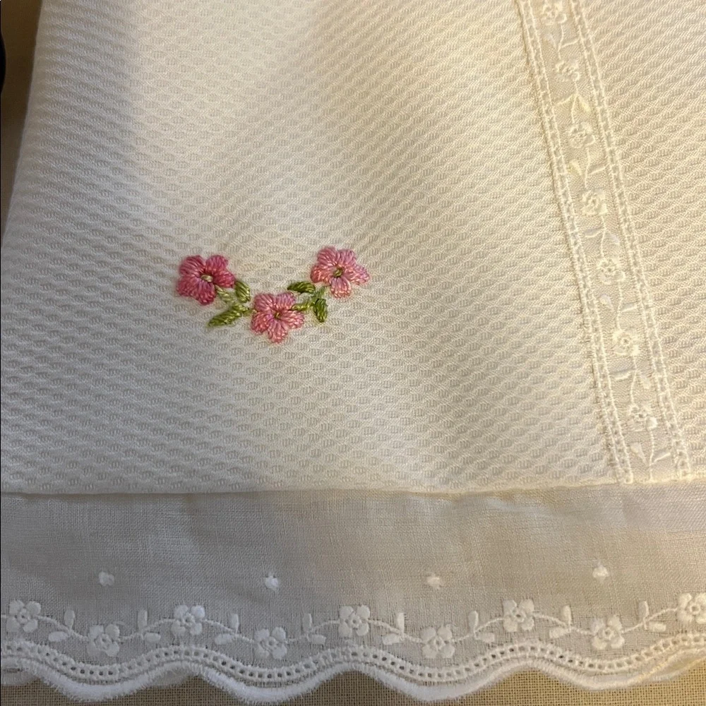 Luli & Me Timeless A Line white pique dress w/pink embroidery and bows size 6M - Picture 7 of 11